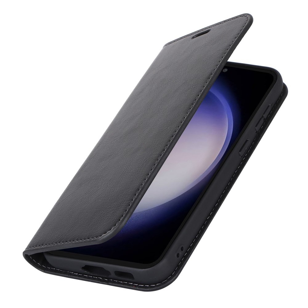 Samsung Galaxy S23 FE Smidigt mobilfodral i äkta läder, Svart