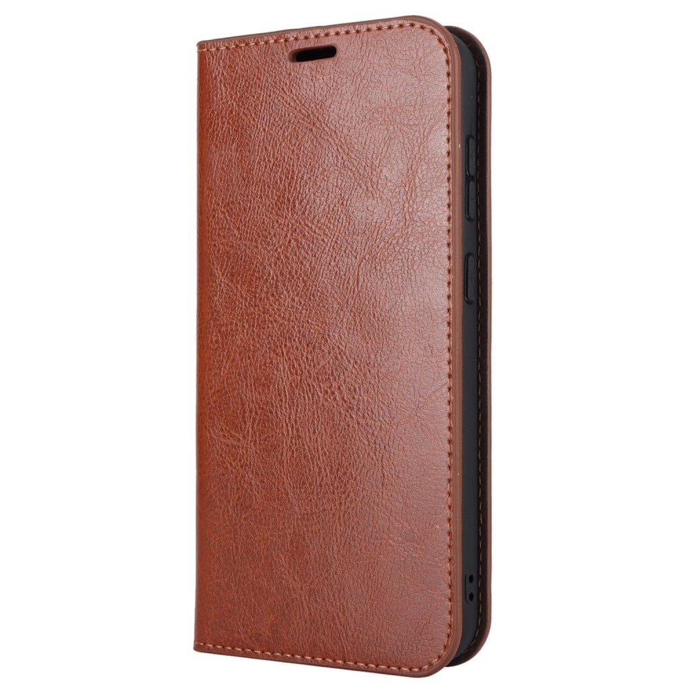 Samsung Galaxy S23 FE Smidigt mobilfodral i äkta läder, brun