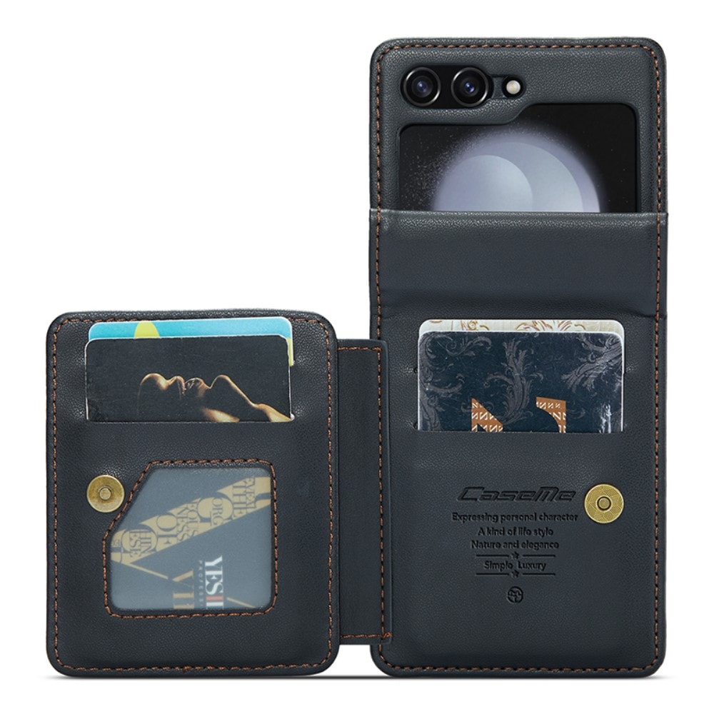 Samsung Galaxy Z Flip 7 Skal med inbygg plånbok och RFID-skydd Svart