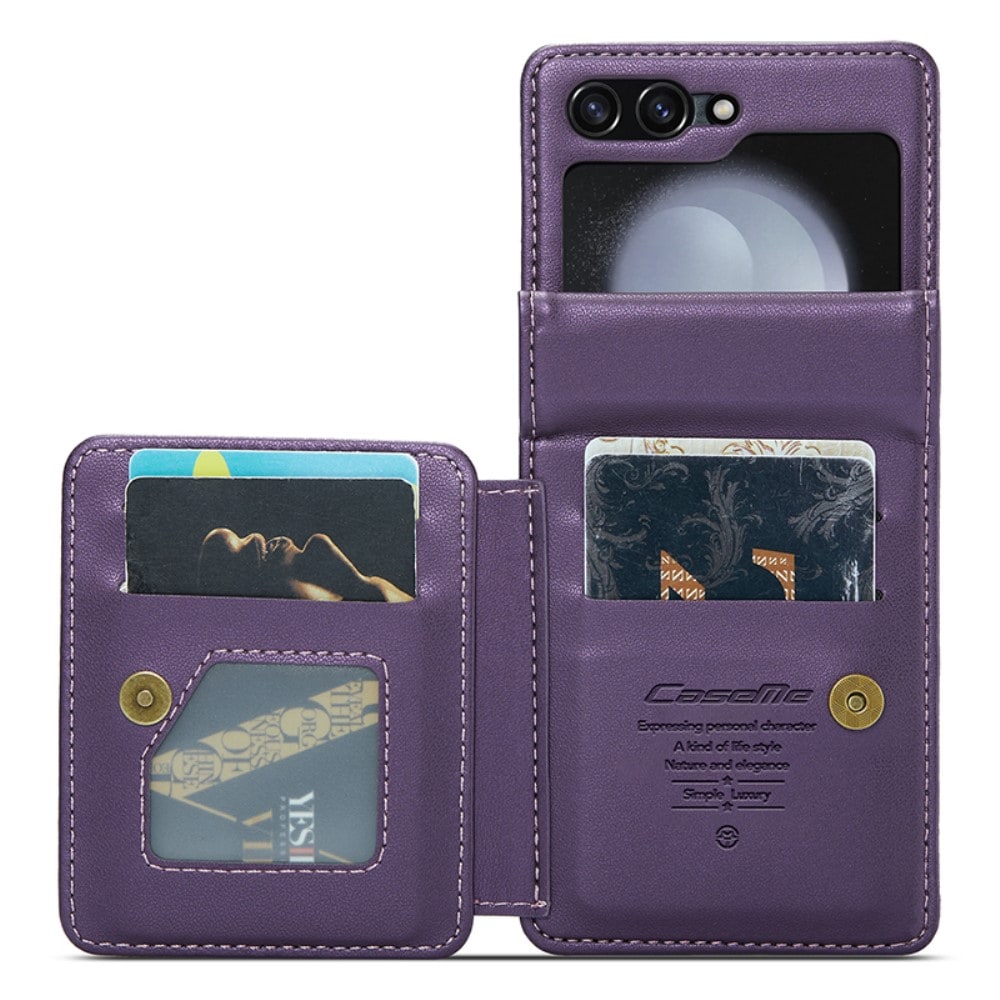 Samsung Galaxy Z Flip 7 Skal med inbygg plånbok och RFID-skydd Lila