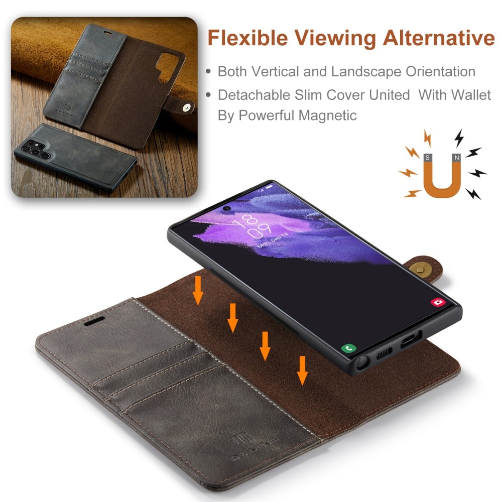Samsung Galaxy S24 Ultra Plånboksfodral med avtagbart skal, brun