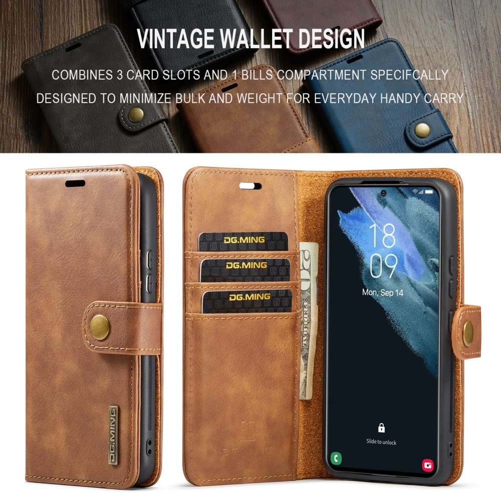 Samsung Galaxy S24 Plånboksfodral med avtagbart skal, cognac