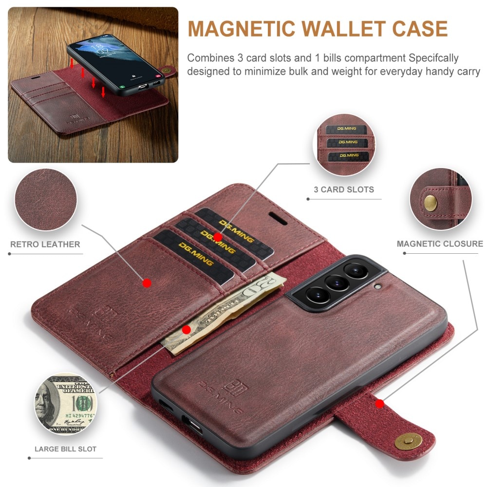 Samsung Galaxy S24 Plånboksfodral med avtagbart skal, röd