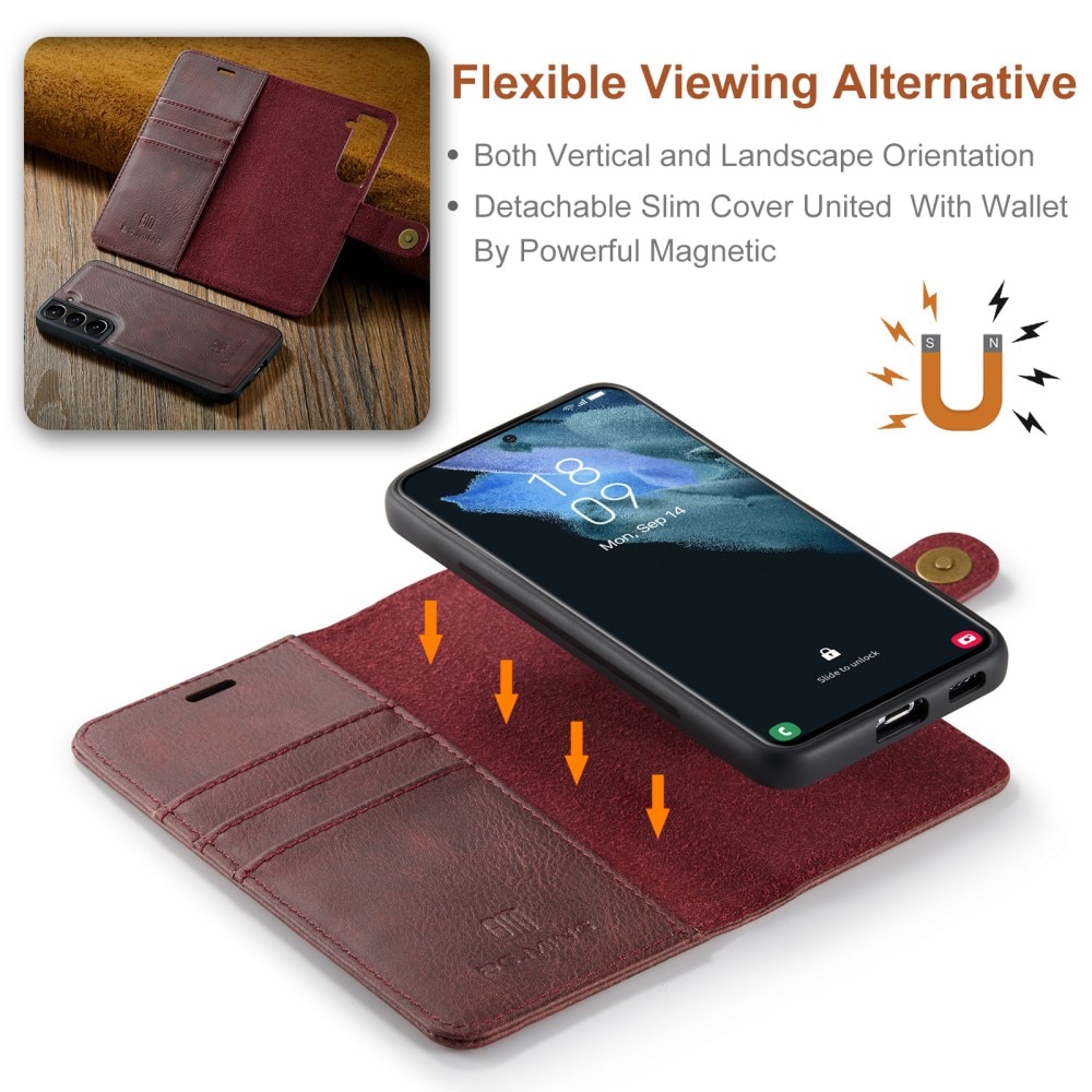 Samsung Galaxy S24 Plånboksfodral med avtagbart skal, röd