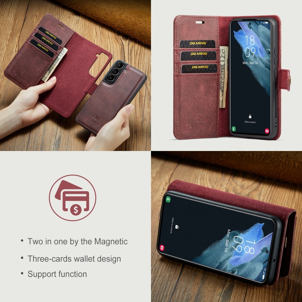 Samsung Galaxy S24 Plus Plånboksfodral med avtagbart skal, röd