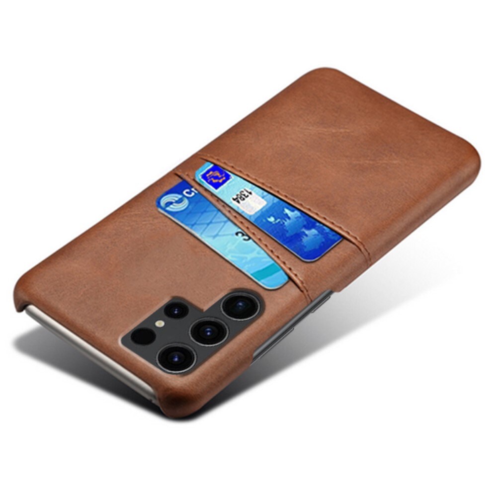 Samsung Galaxy S24 Ultra Snyggt skal med 2 kortfack, Brun
