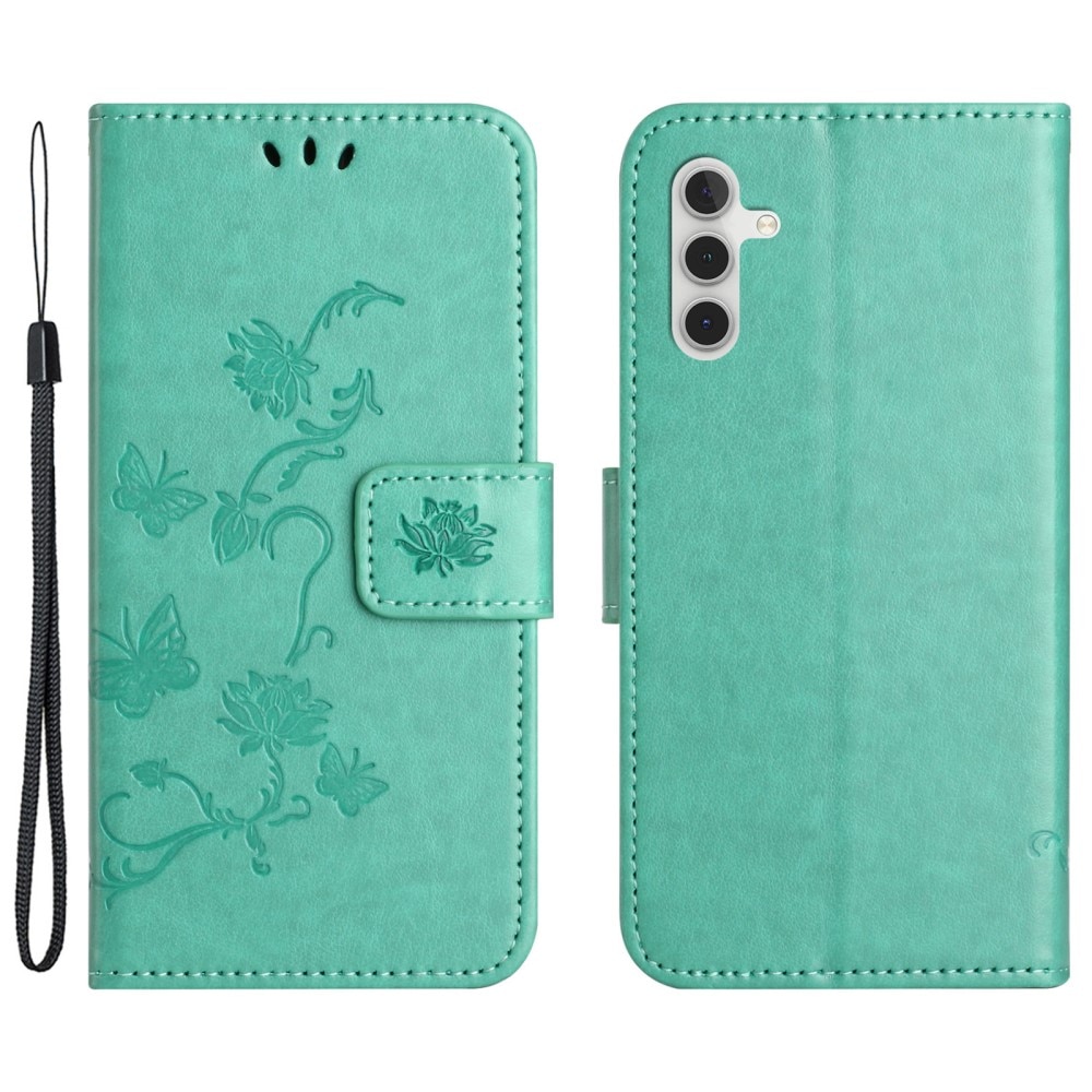 Samsung Galaxy A35 Mobilfodral med fjärilar, grön