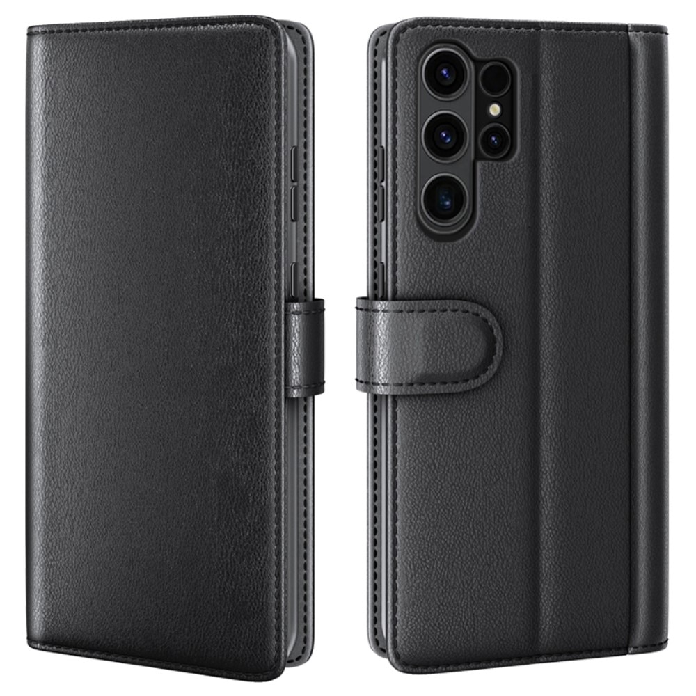 Samsung Galaxy S24 Ultra Plånboksfodral i Äkta Läder, svart
