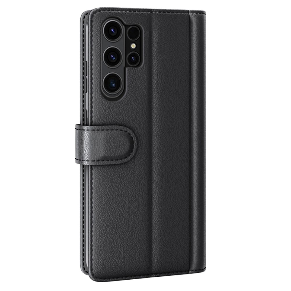 Samsung Galaxy S24 Ultra Plånboksfodral i Äkta Läder, svart
