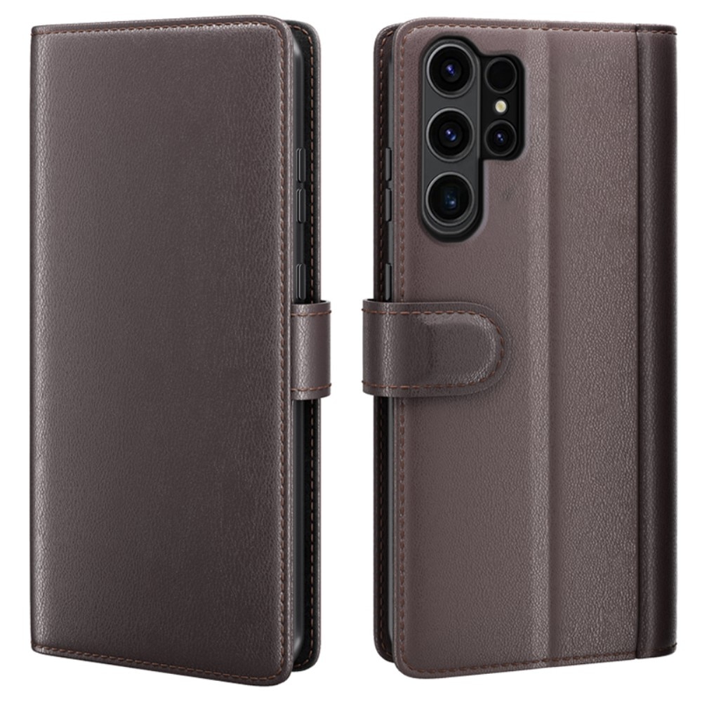 Samsung Galaxy S24 Ultra Plånboksfodral i Äkta Läder, brun
