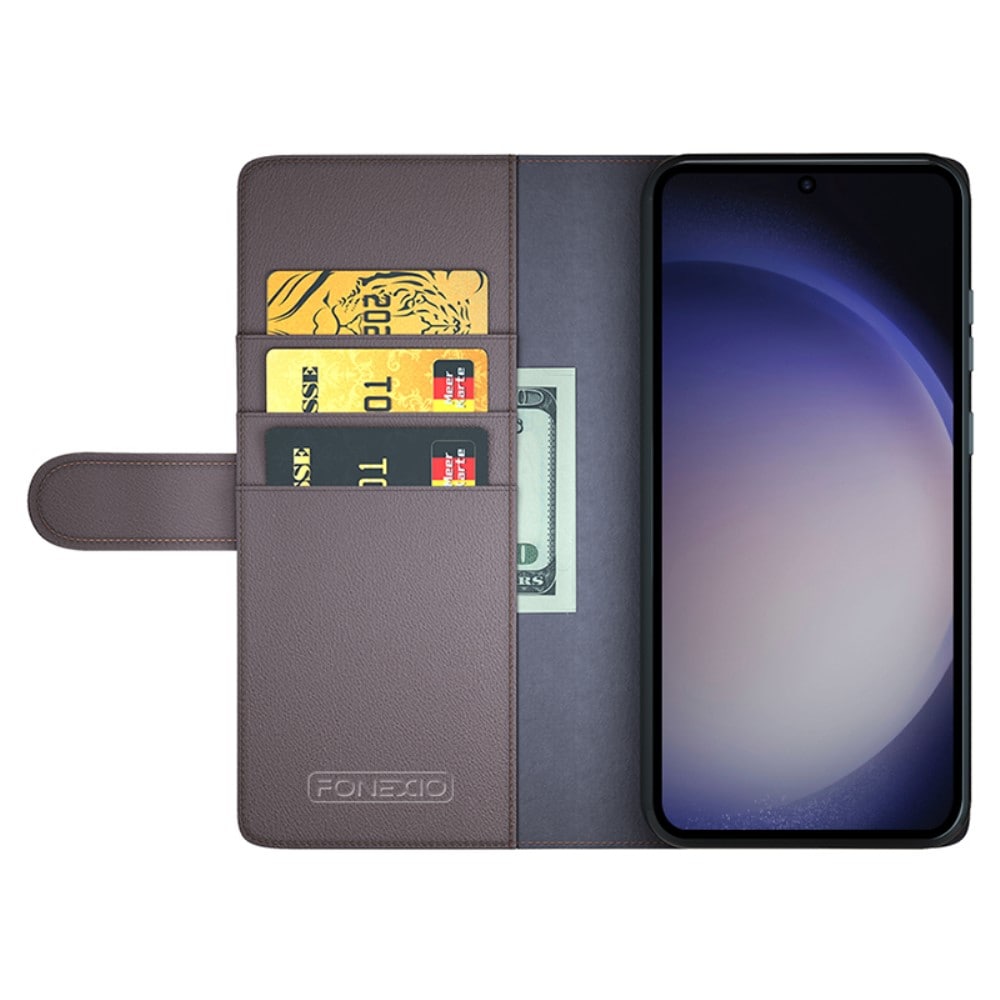 Samsung Galaxy S24 Ultra Plånboksfodral i Äkta Läder, Brun