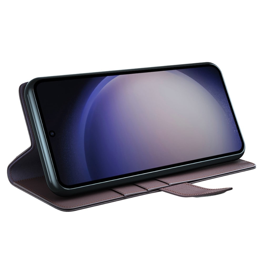 Samsung Galaxy S24 Ultra Plånboksfodral i Äkta Läder, Brun