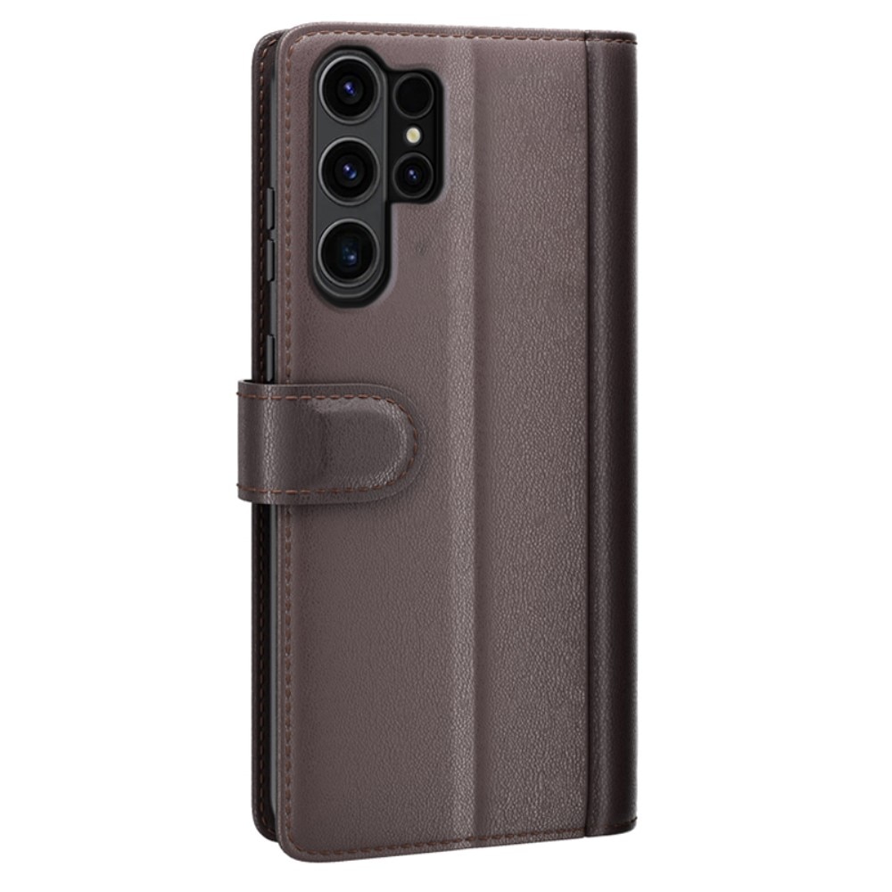 Samsung Galaxy S24 Ultra Plånboksfodral i Äkta Läder, brun