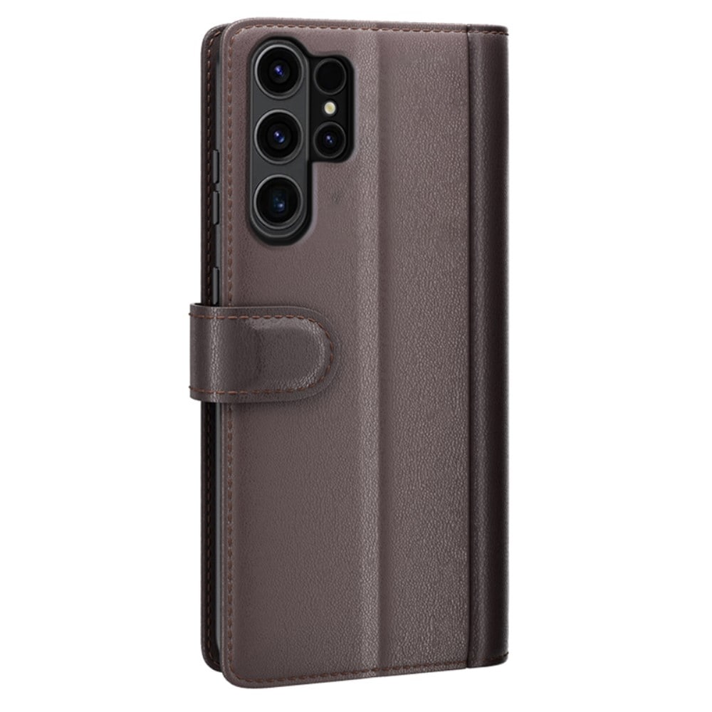 Samsung Galaxy S24 Ultra Plånboksfodral i Äkta Läder, Brun