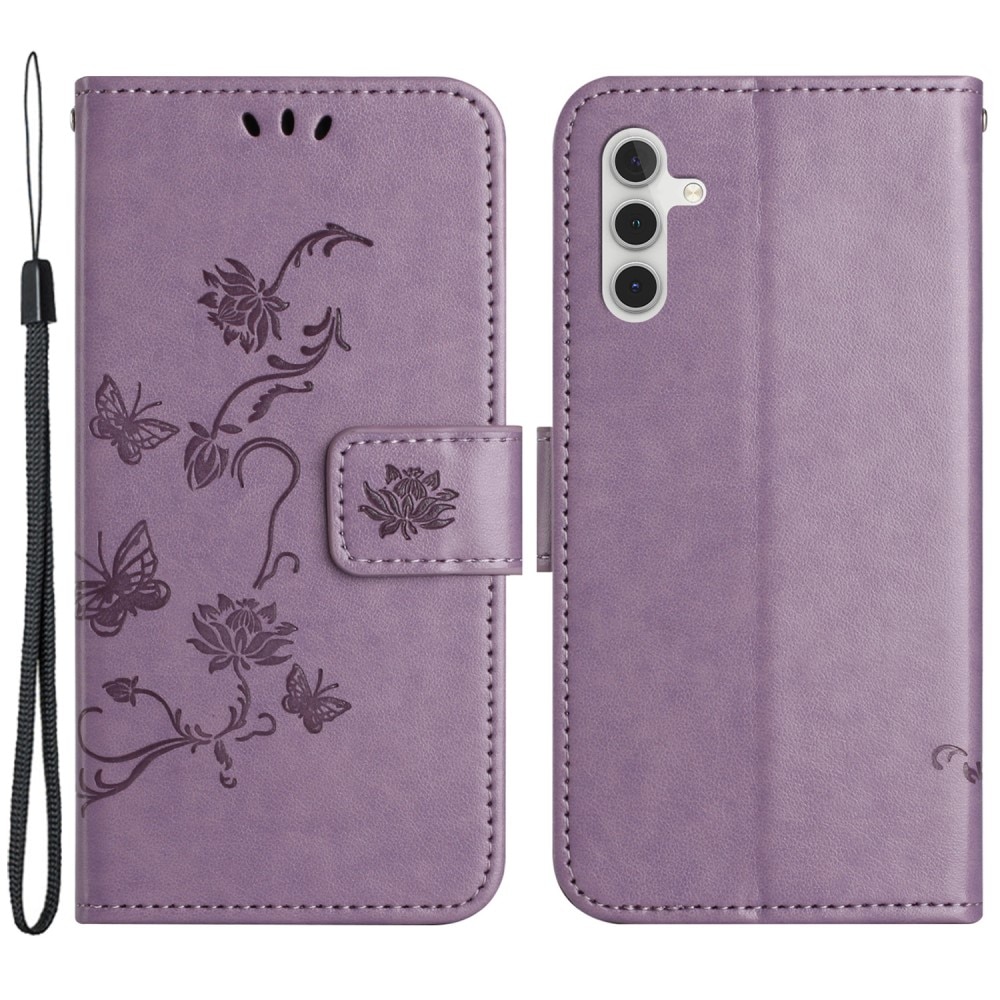 Samsung Galaxy A55 Mobilfodral med fjärilar, lila