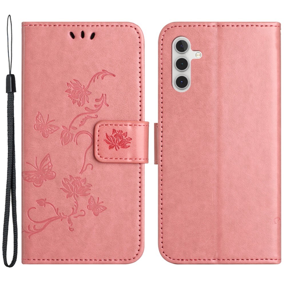 Samsung Galaxy A55 Mobilfodral med fjärilar, Rosa