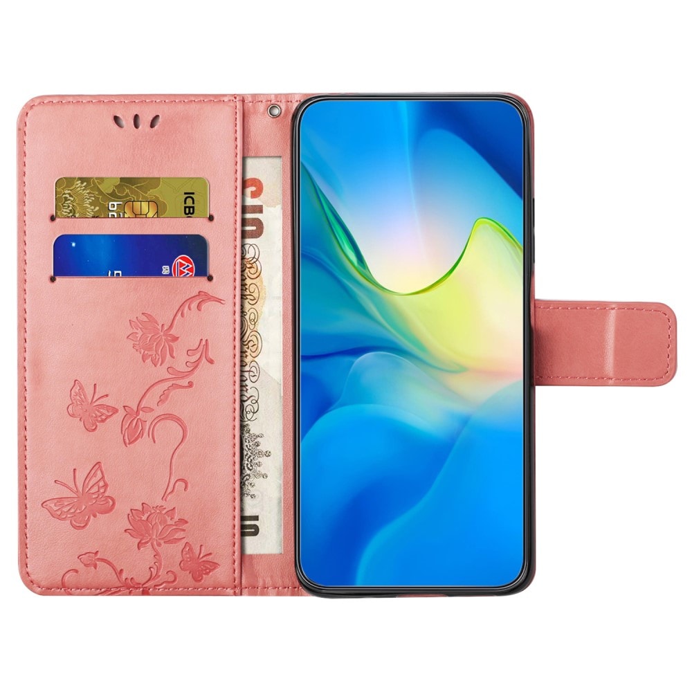 Samsung Galaxy A55 Mobilfodral med fjärilar, Rosa
