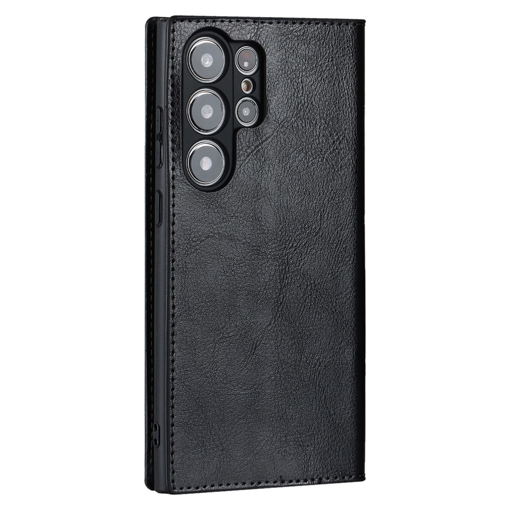 Samsung Galaxy S23 Ultra Smidigt mobilfodral i äkta läder, svart
