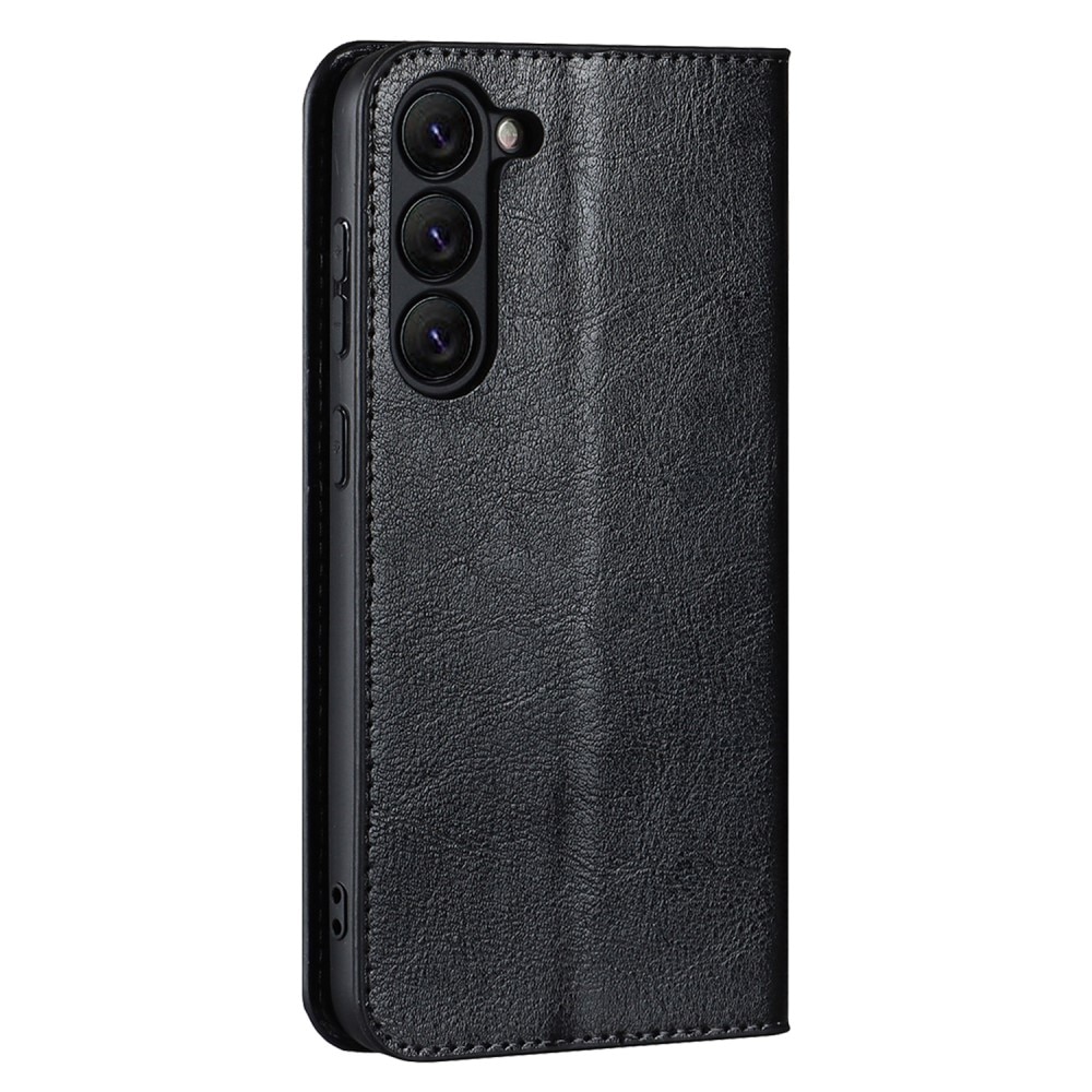 Samsung Galaxy S23 Smidigt mobilfodral i äkta läder, svart
