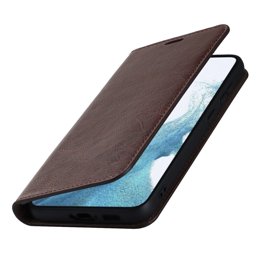 Samsung Galaxy S23 Smidigt mobilfodral i äkta läder, mörkbrun