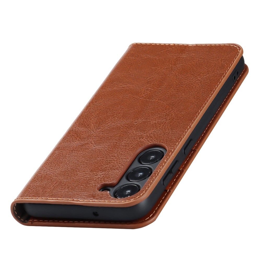 Samsung Galaxy S23 Smidigt mobilfodral i äkta läder, brun