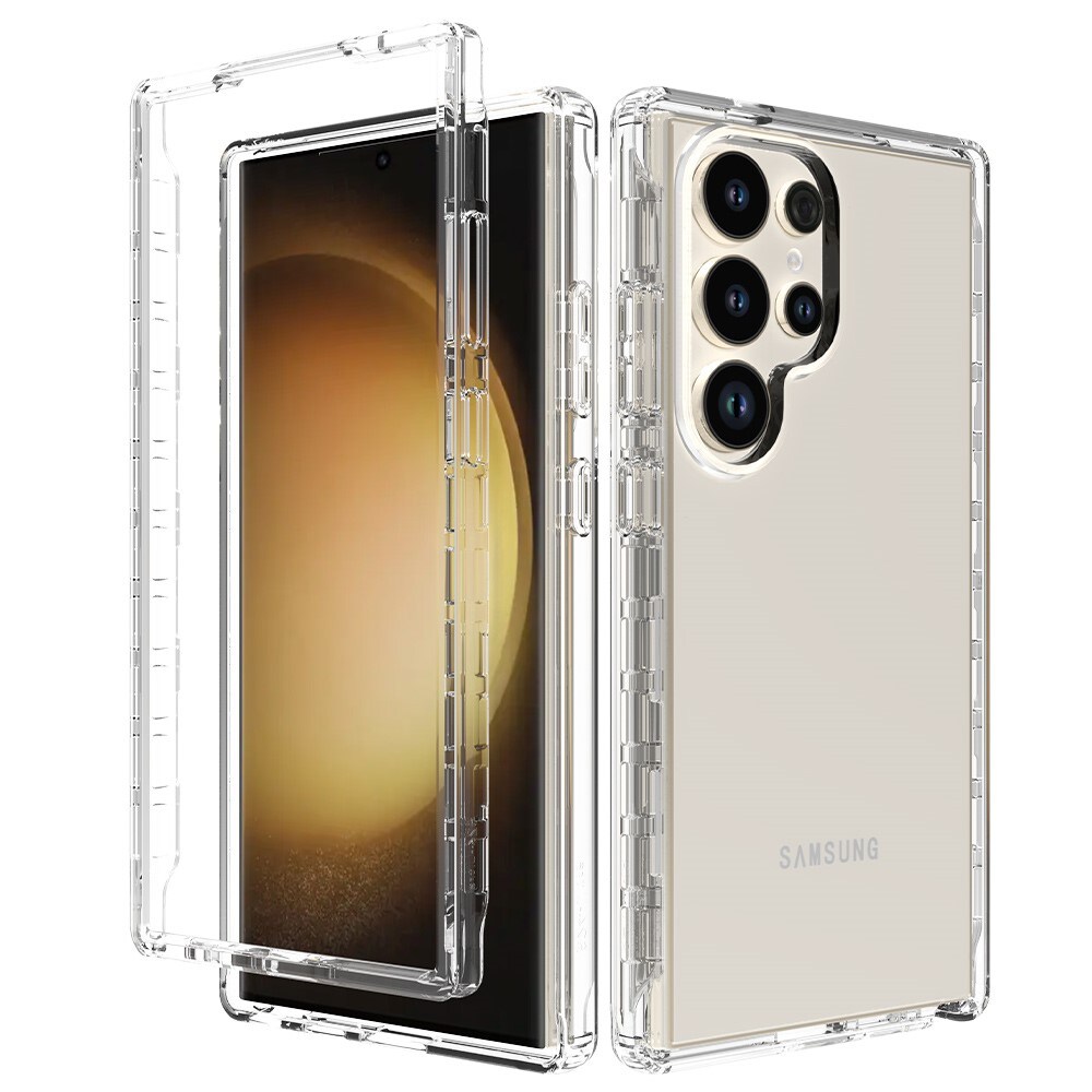 Samsung Galaxy S24 Ultra Stöttåligt mobilskal med skyddsram, Genomskinlig