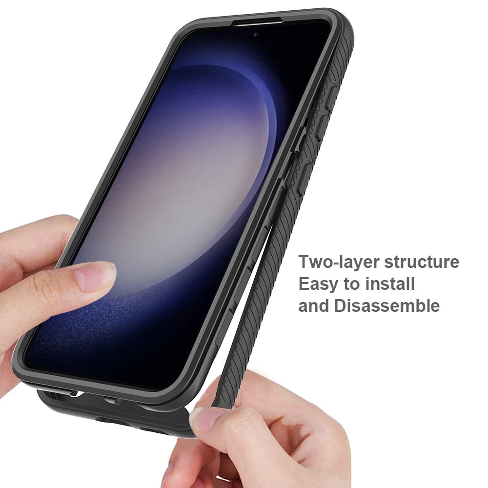 Samsung Galaxy S24 Stöttåligt mobilskal med skyddsram, Svart