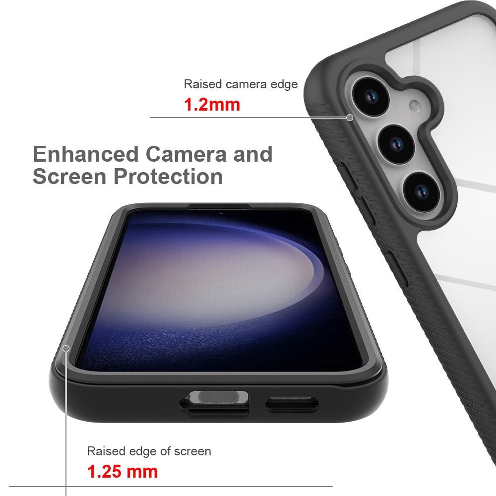 Samsung Galaxy S24 Stöttåligt mobilskal med skyddsram, Svart