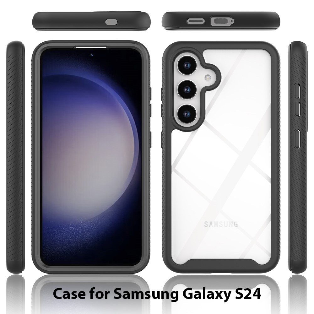 Samsung Galaxy S24 Stöttåligt mobilskal med skyddsram, Svart