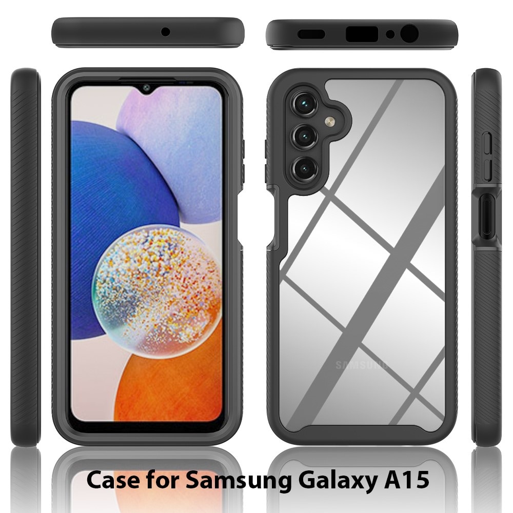 Samsung Galaxy A15 Stöttåligt mobilskal med skyddsram Svart