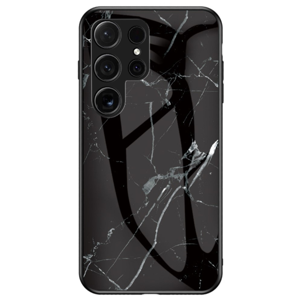 Samsung Galaxy S24 Ultra Mobilskal med baksida av glas, svart marmor