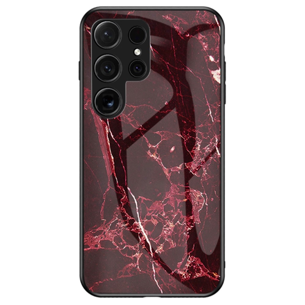 Samsung Galaxy S24 Ultra Mobilskal med baksida av glas, röd marmor