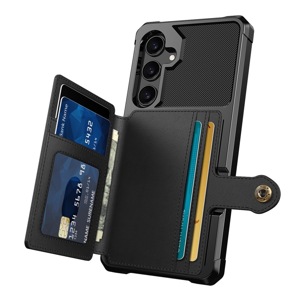 Samsung Galaxy S24 Stöttåligt Mobilskal med Plånbok, svart