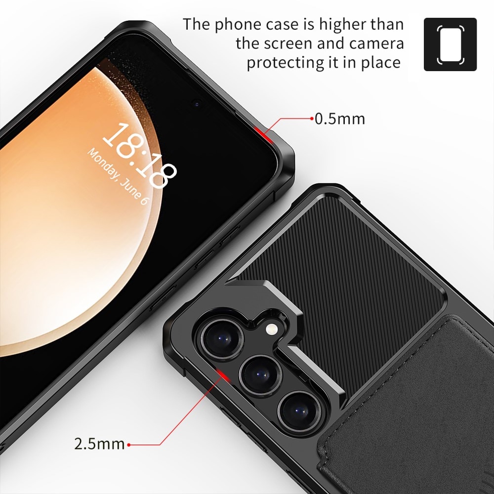 Samsung Galaxy S24 Stöttåligt Mobilskal med Plånbok, svart