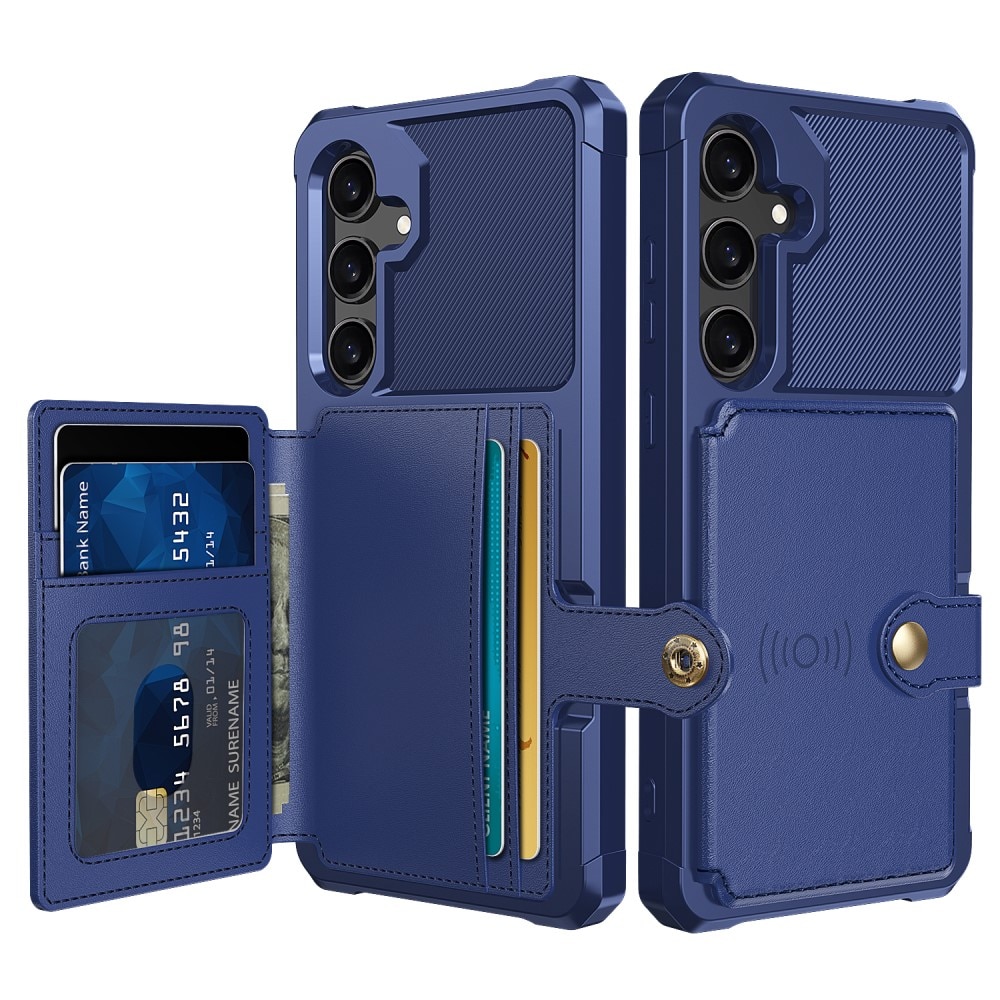 Samsung Galaxy S24 Stöttåligt Mobilskal med Plånbok, blå