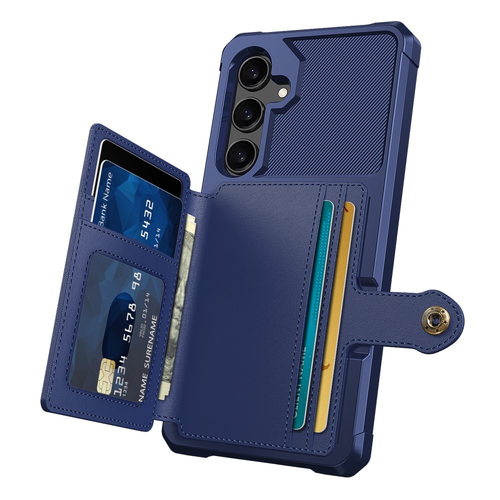 Samsung Galaxy S24 Stöttåligt Mobilskal med Plånbok, blå