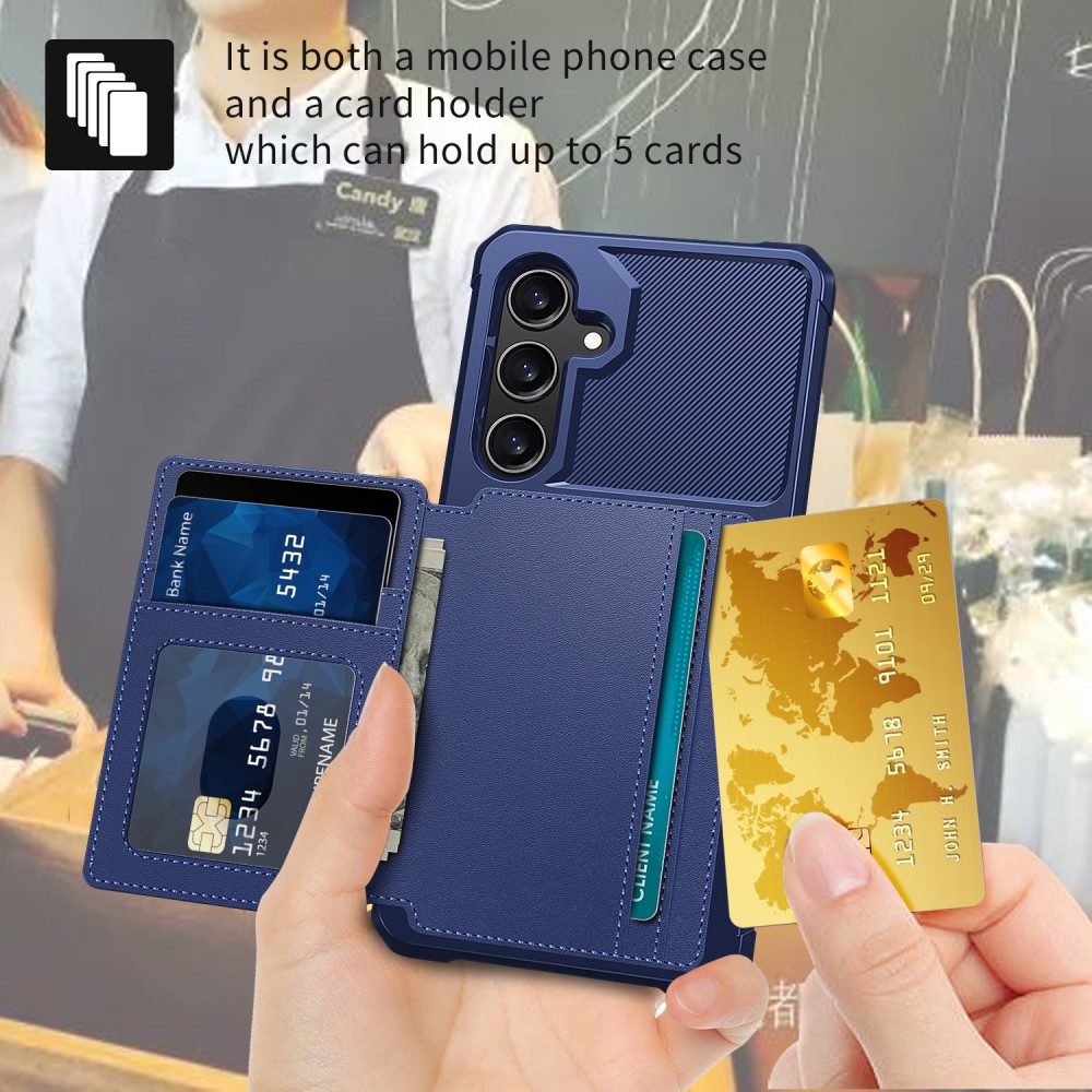 Samsung Galaxy S24 Stöttåligt Mobilskal med Plånbok, Blå