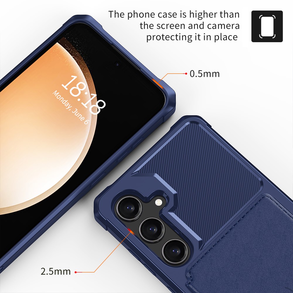 Samsung Galaxy S24 Stöttåligt Mobilskal med Plånbok, Blå