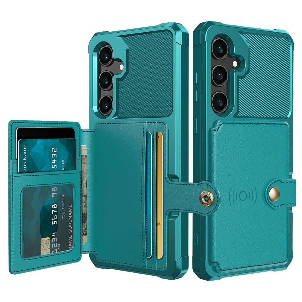 Samsung Galaxy S24 Stöttåligt Mobilskal med Plånbok, grön