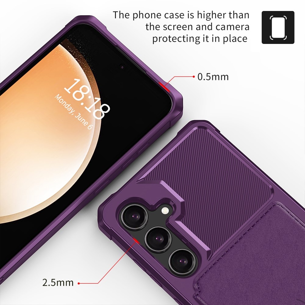 Samsung Galaxy S24 Stöttåligt Mobilskal med Plånbok, lila