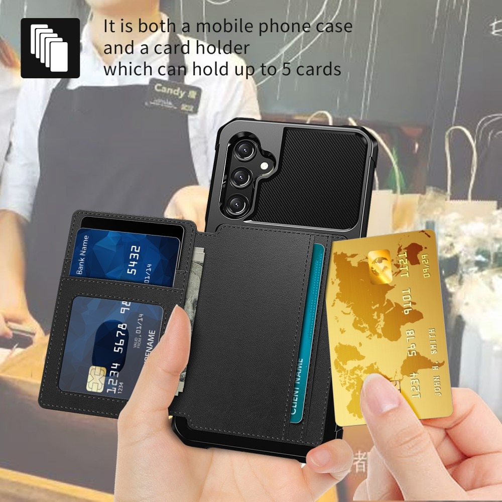 Samsung Galaxy A15 Stöttåligt Mobilskal med Plånbok, svart