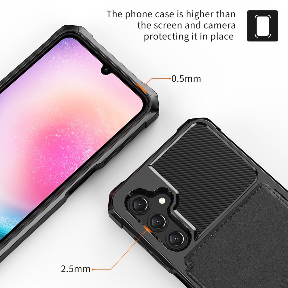 Samsung Galaxy A15 Stöttåligt Mobilskal med Plånbok, Svart