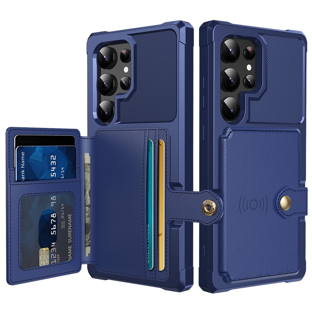 Samsung Galaxy S24 Ultra Stöttåligt Mobilskal med Plånbok, blå
