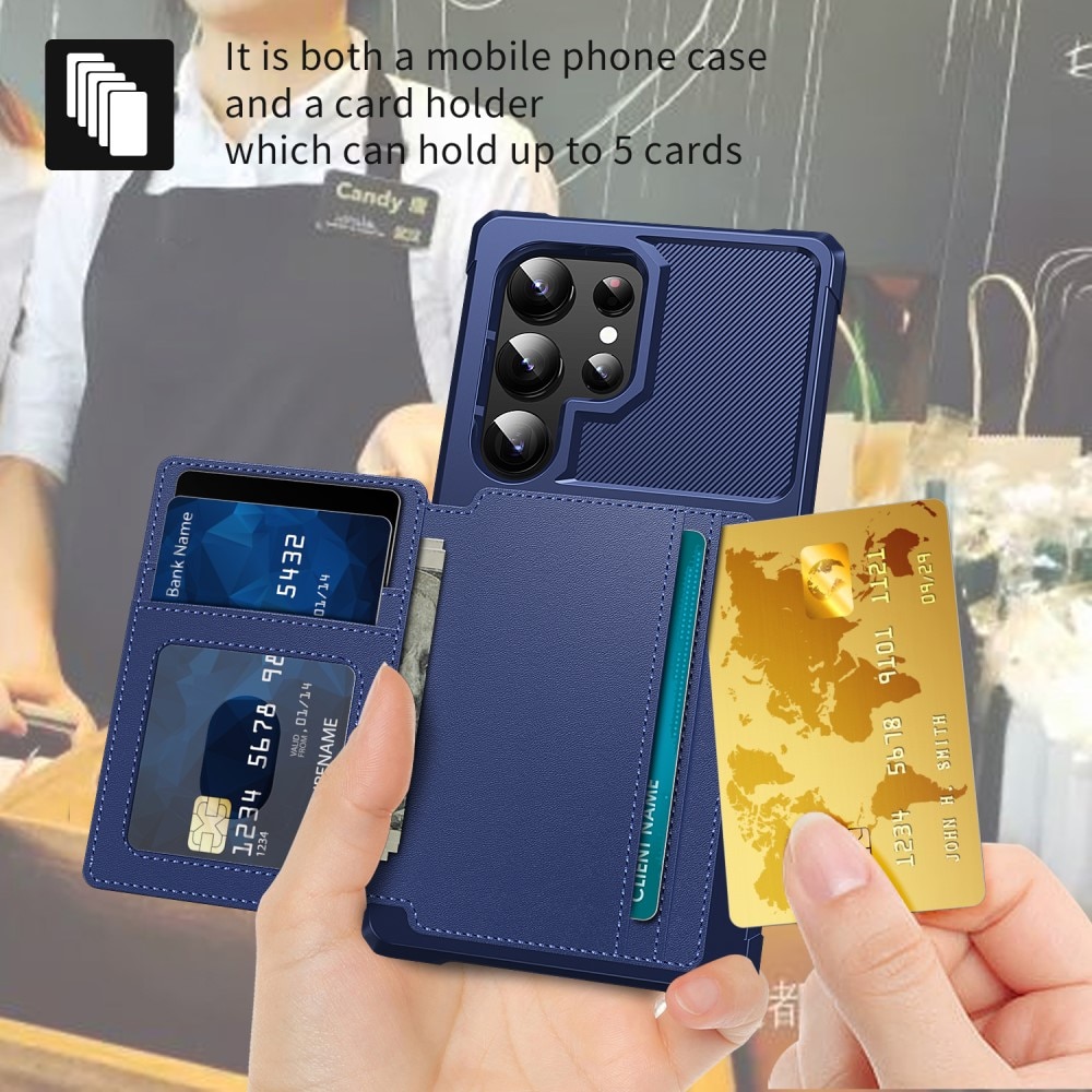 Samsung Galaxy S24 Ultra Stöttåligt Mobilskal med Plånbok, blå