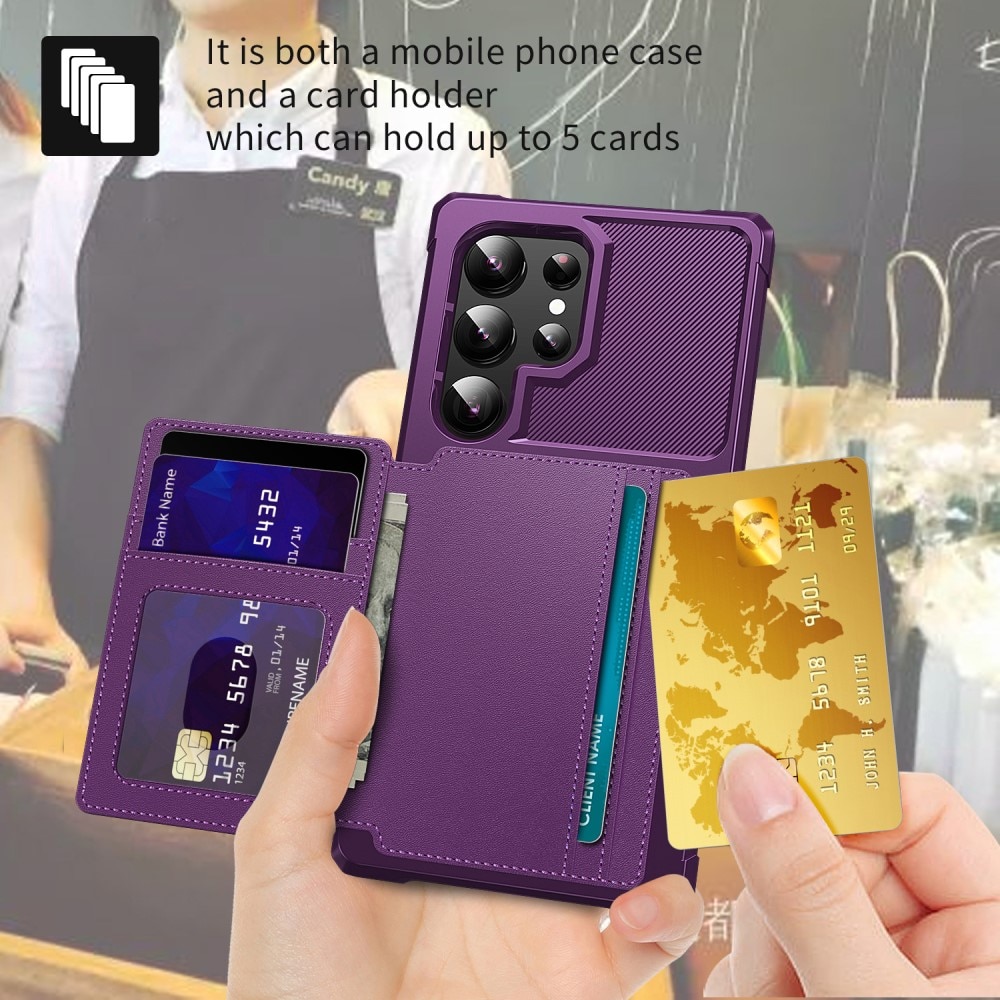 Samsung Galaxy S24 Ultra Stöttåligt Mobilskal med Plånbok, lila