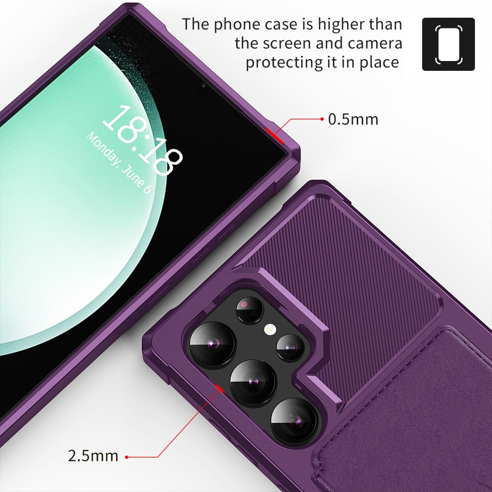 Samsung Galaxy S24 Ultra Stöttåligt Mobilskal med Plånbok, Lila