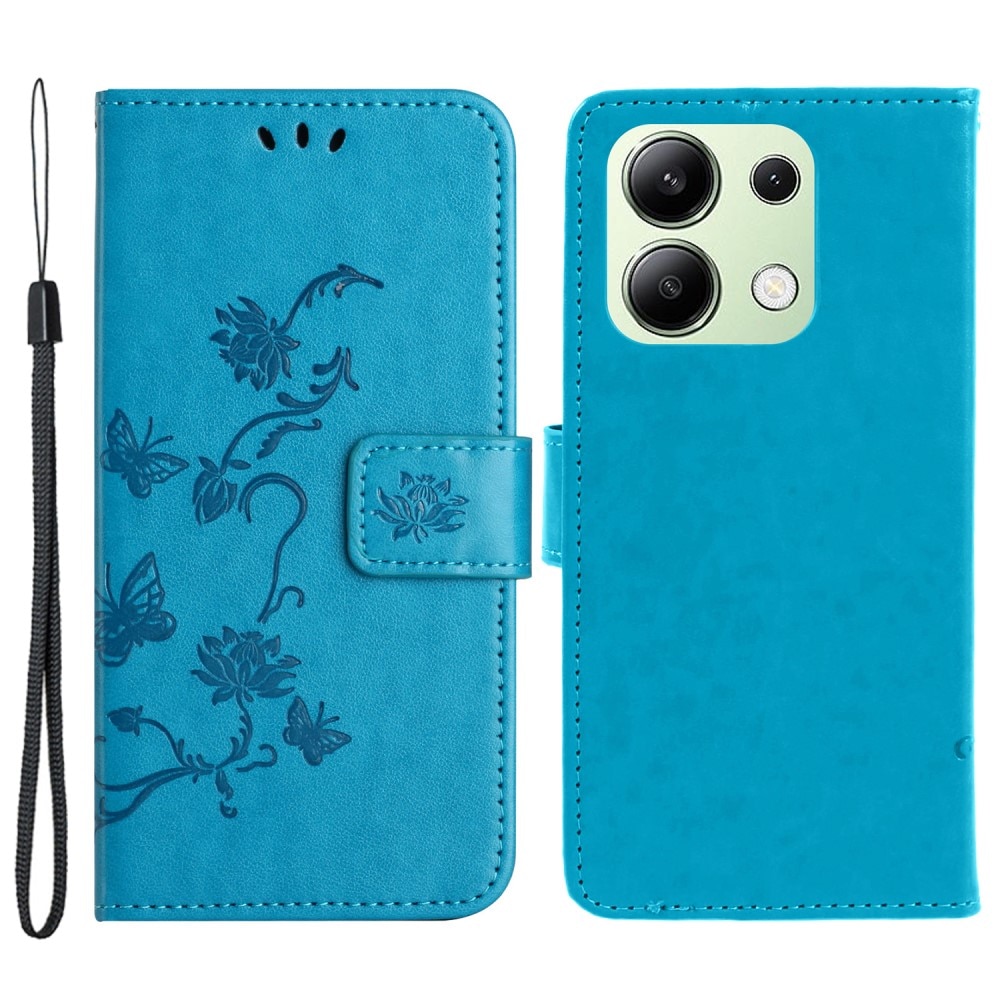 Xiaomi Redmi Note 13 4G Mobilfodral med fjärilar, blå
