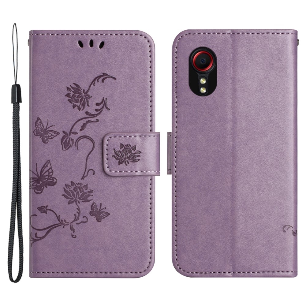 Samsung Galaxy Xcover 7 Mobilfodral med fjärilar, lila
