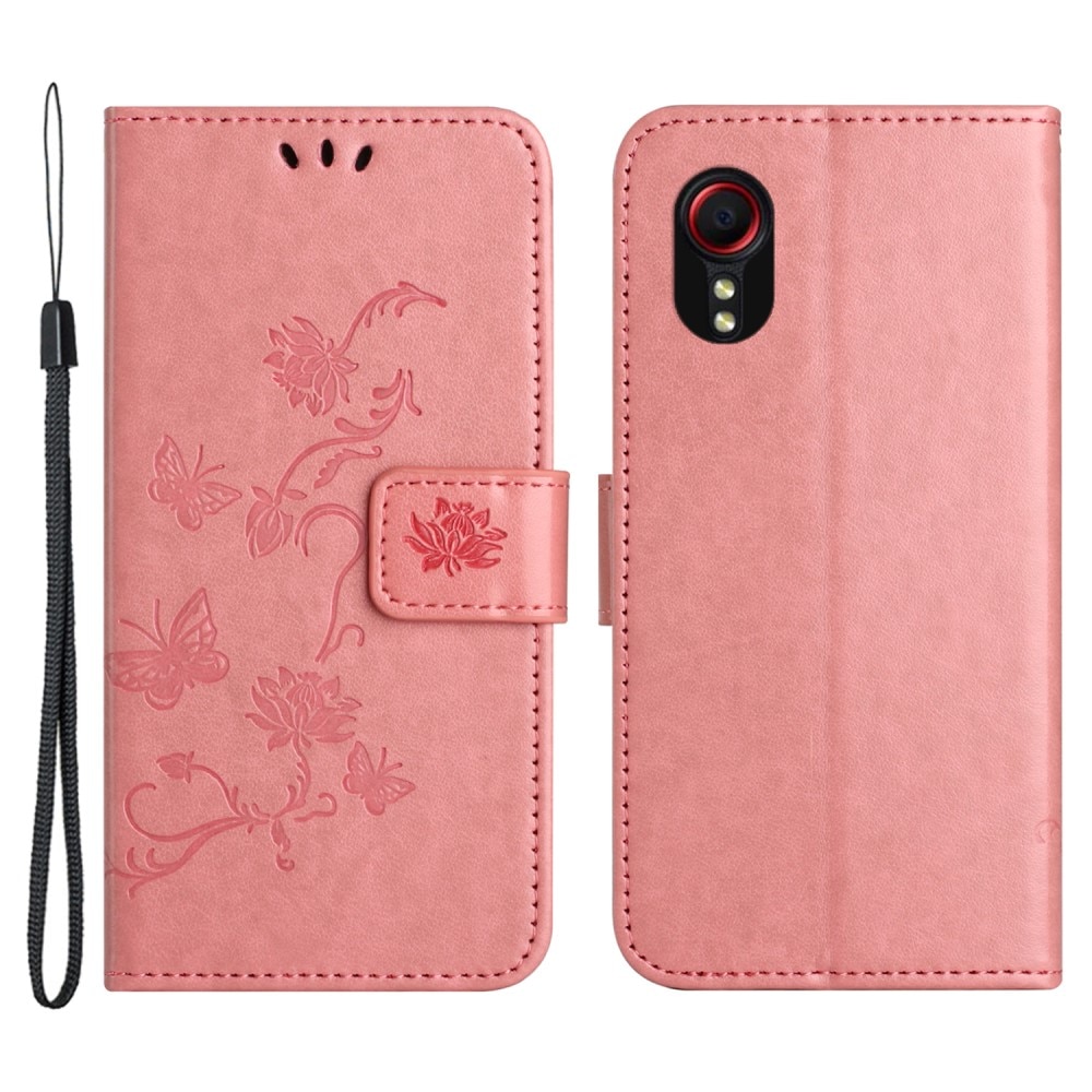 Samsung Galaxy Xcover 7 Mobilfodral med fjärilar, rosa