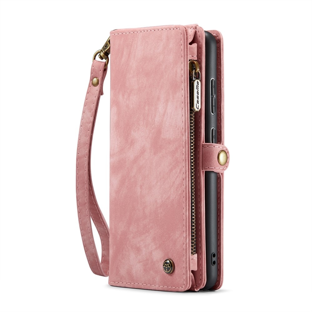 Samsung Galaxy S24 Rymligt plånboksfodral med många kortfack, rosa